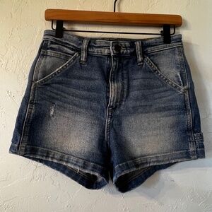 Vintage Lee Carpenter Jean High Rise Dungaree Shorts Size 27 Medium